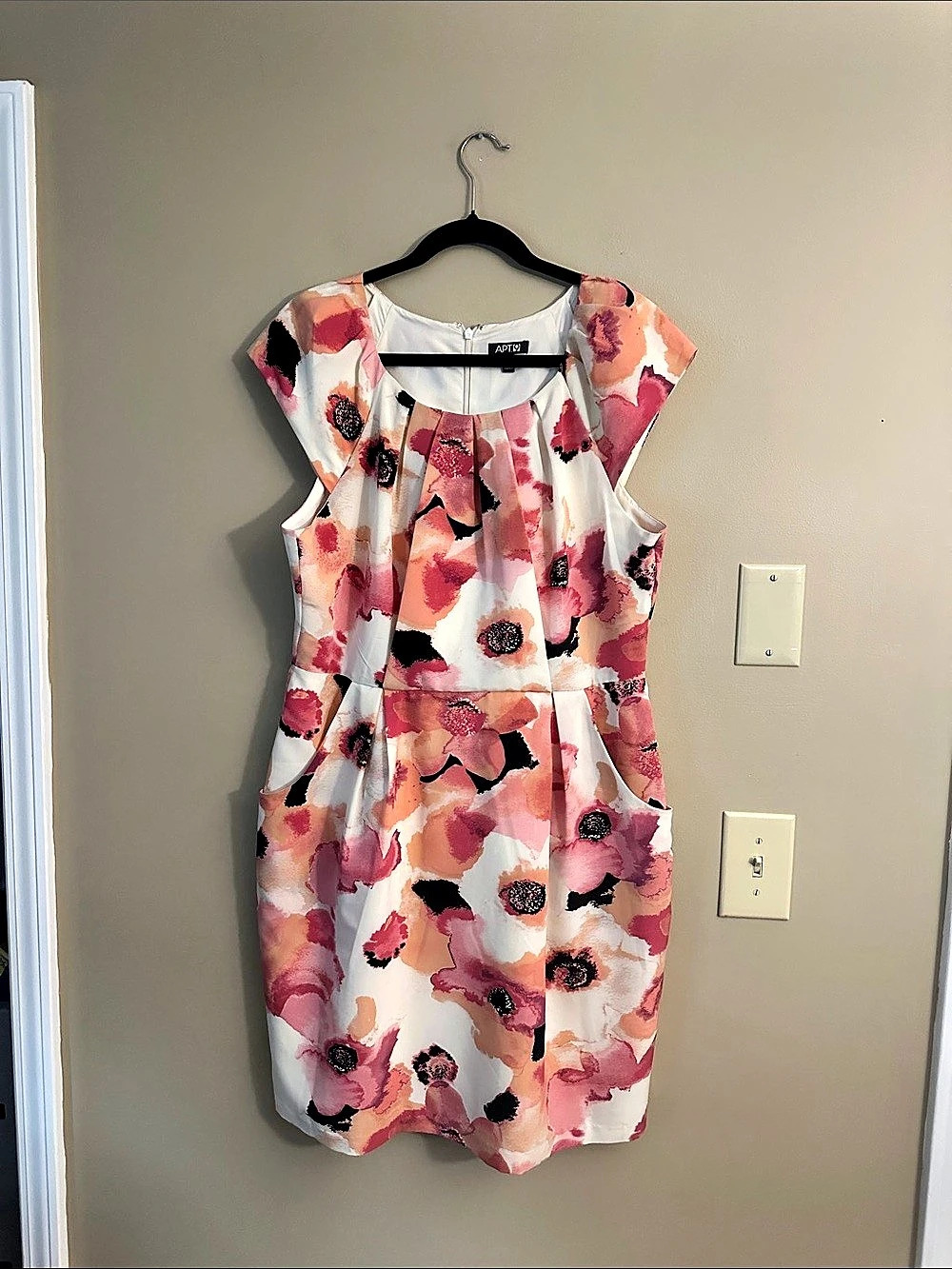 APT. 9 Floral Print Pleated Sheath Dress Mini Dress